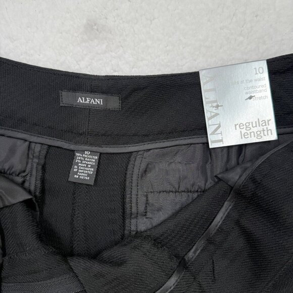 Alfani Dress Pant Trouser Black Plaid Stretch Career Workwear Womens 10 NEW - Picture 8 of 12